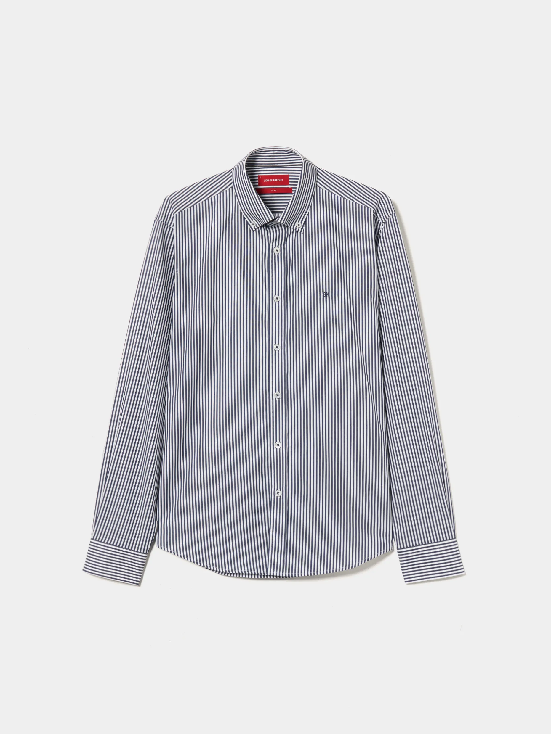 Camisa slim fit de algodão às riscas|LION OF PORCHES Clearance