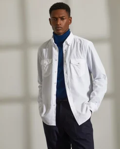 Camisa slim fit de bombazine em cor lisa|LION OF PORCHES Hot