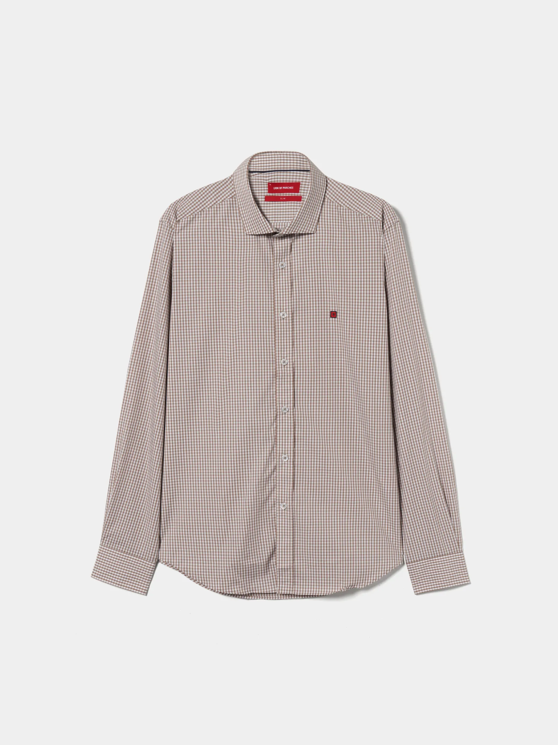 Camisa slim fit em algodão padrão quadrados|LION OF PORCHES Best Sale
