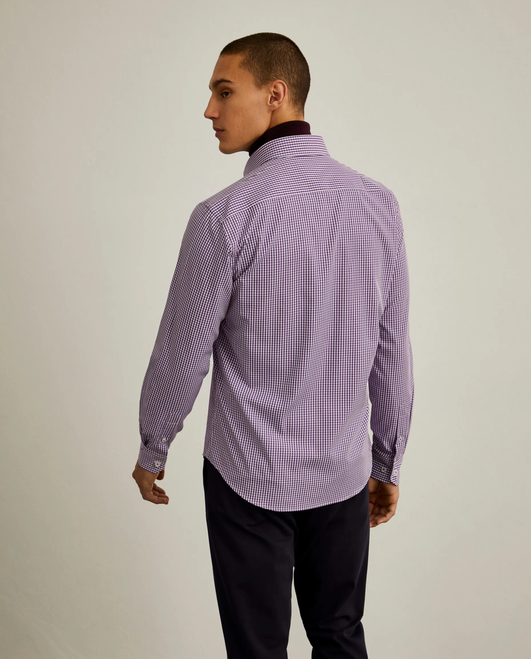 Camisa slim fit em algodão padrão quadrados|LION OF PORCHES Clearance