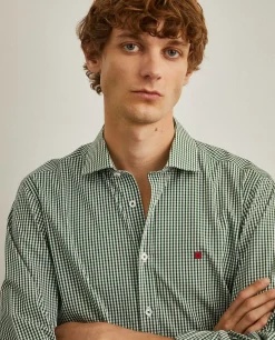 Camisa slim fit em algodão padrão quadrados|LION OF PORCHES Discount