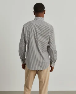 Camisa slim fit em algodão às riscas|LION OF PORCHES Fashion