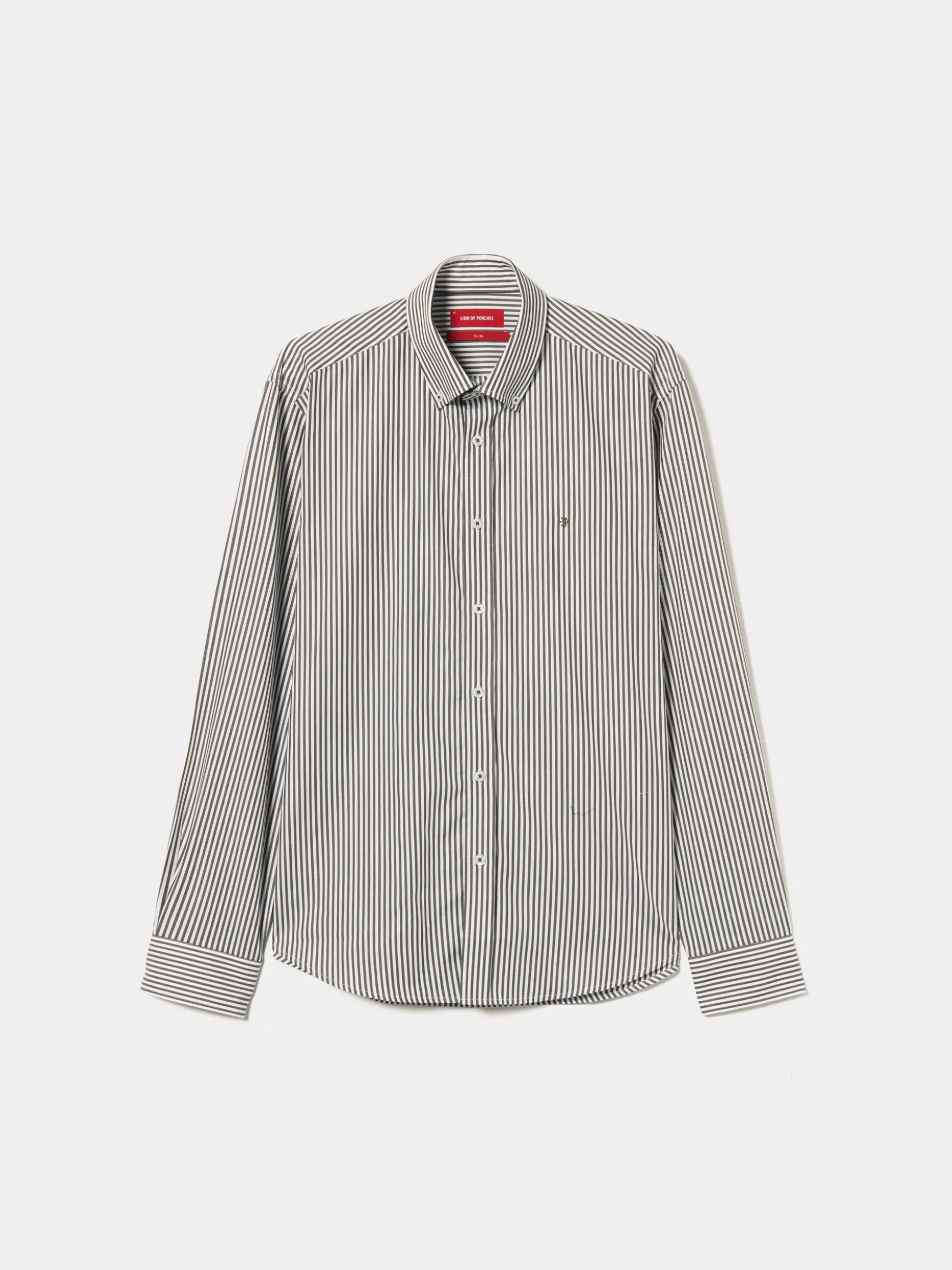 Camisa slim fit em algodão às riscas|LION OF PORCHES Fashion