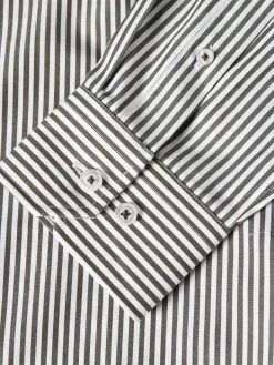 Camisa slim fit em algodão às riscas|LION OF PORCHES Fashion