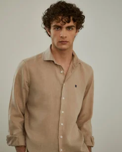 Camisa slim fit em linho garment dye|LION OF PORCHES Online
