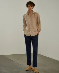 Camisa slim fit em linho garment dye|LION OF PORCHES Online