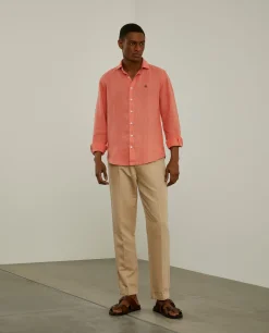 Camisa slim fit em linho garment dye|LION OF PORCHES Online