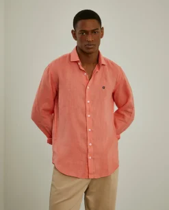 Camisa slim fit em linho garment dye|LION OF PORCHES Online