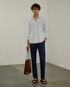 Camisa slim fit em linho garment dye|LION OF PORCHES Outlet