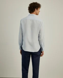 Camisa slim fit em linho garment dye|LION OF PORCHES Outlet