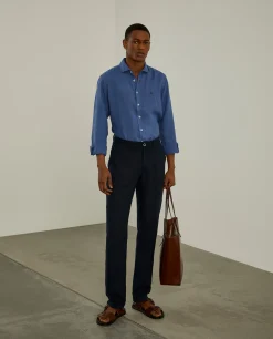 Camisa slim fit em linho garment dye|LION OF PORCHES Discount