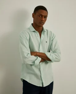 Camisa slim fit em linho garment dye|LION OF PORCHES Online