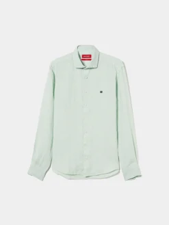 Camisa slim fit em linho garment dye|LION OF PORCHES Online