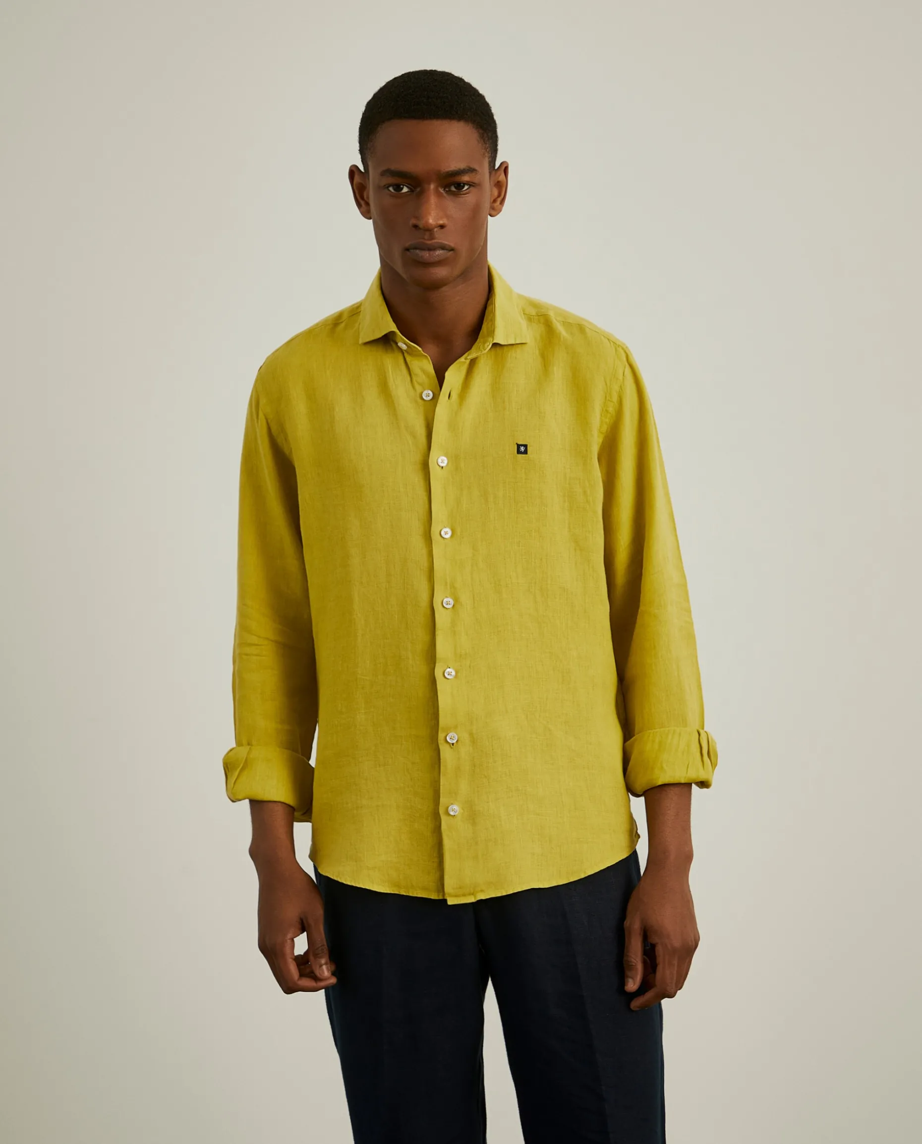 Camisa slim fit em linho garment dye|LION OF PORCHES Flash Sale