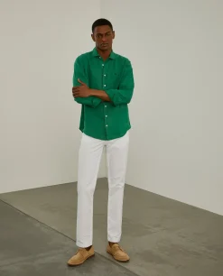 Camisa slim fit em linho garment dye|LION OF PORCHES Best Sale