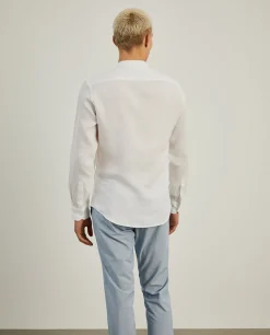 Camisa slim fit em linho gola mandarim|LION OF PORCHES Cheap