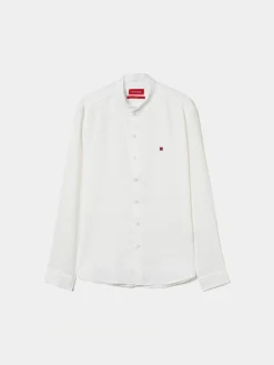 Camisa slim fit em linho gola mandarim|LION OF PORCHES Cheap