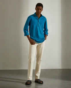 Camisa slim fit em malha piqué com carcela de polo|LION OF PORCHES New