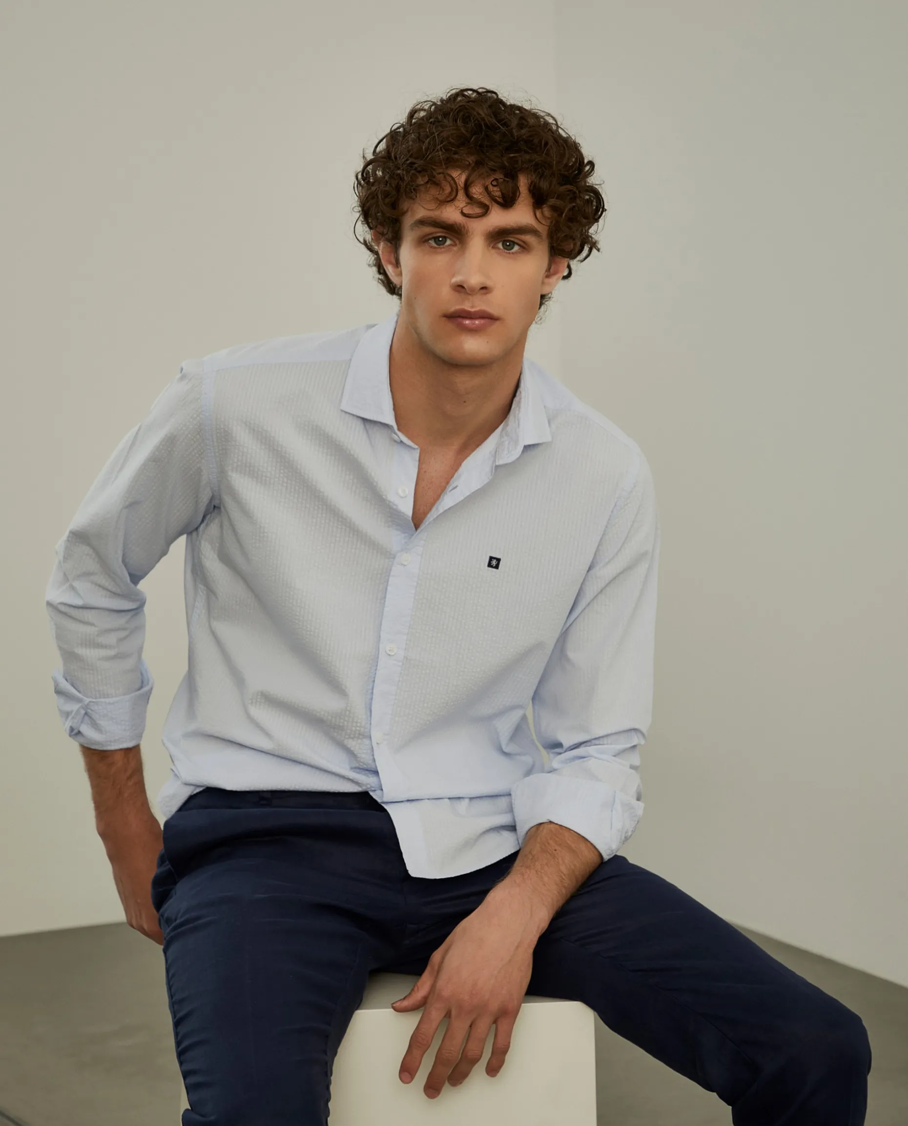 Camisa slim fit seersucker|LION OF PORCHES Online