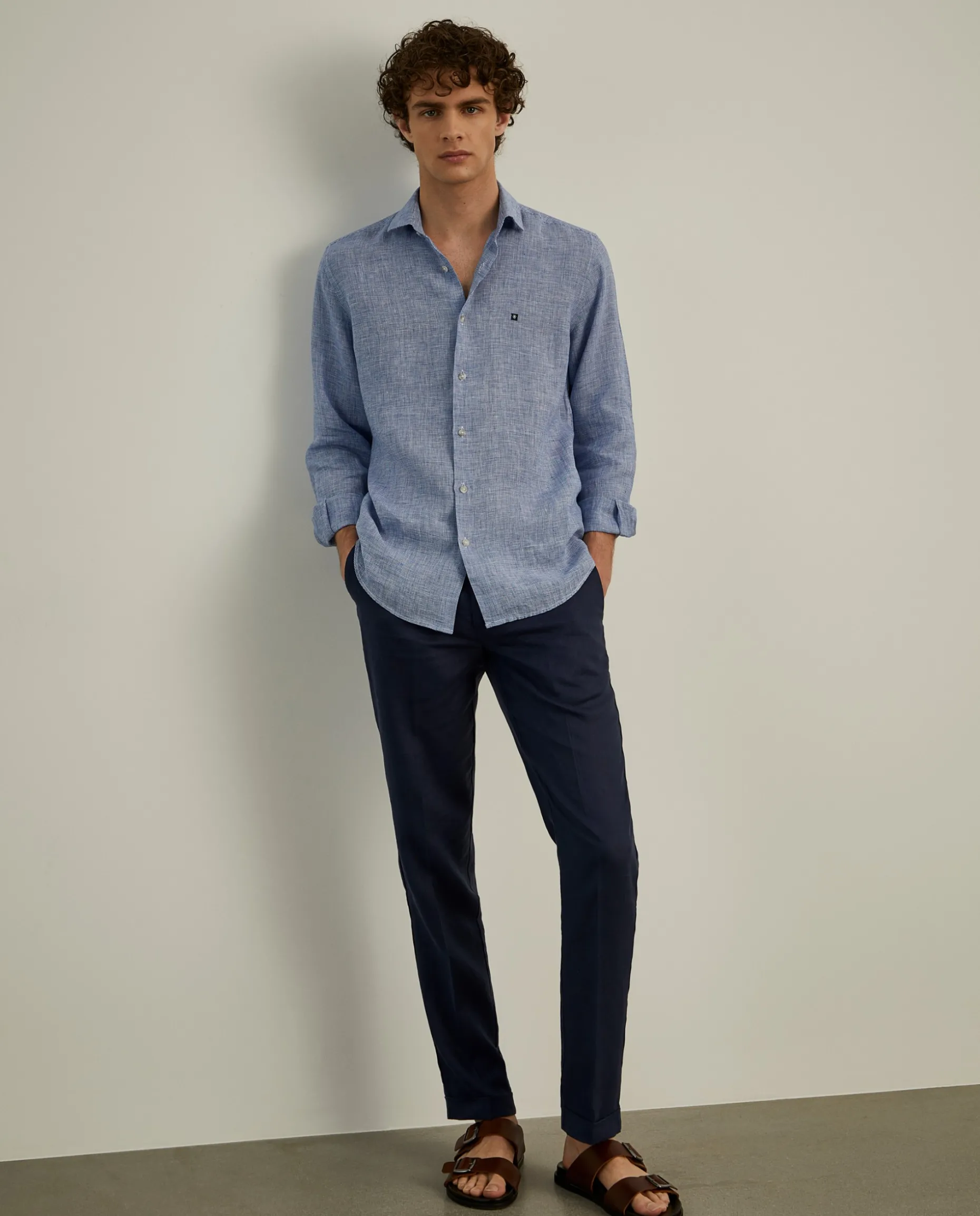 Camisa xadrez de linho slim fit|LION OF PORCHES Sale