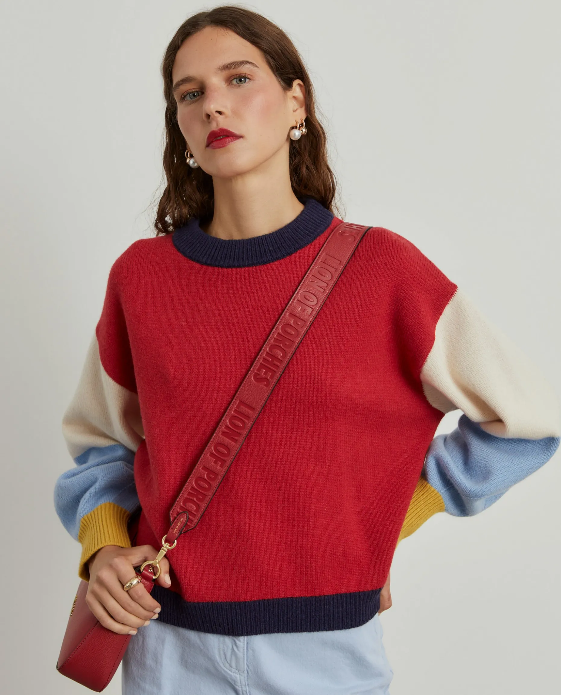 Camisola color block em lã merino e caxemira|LION OF PORCHES Discount