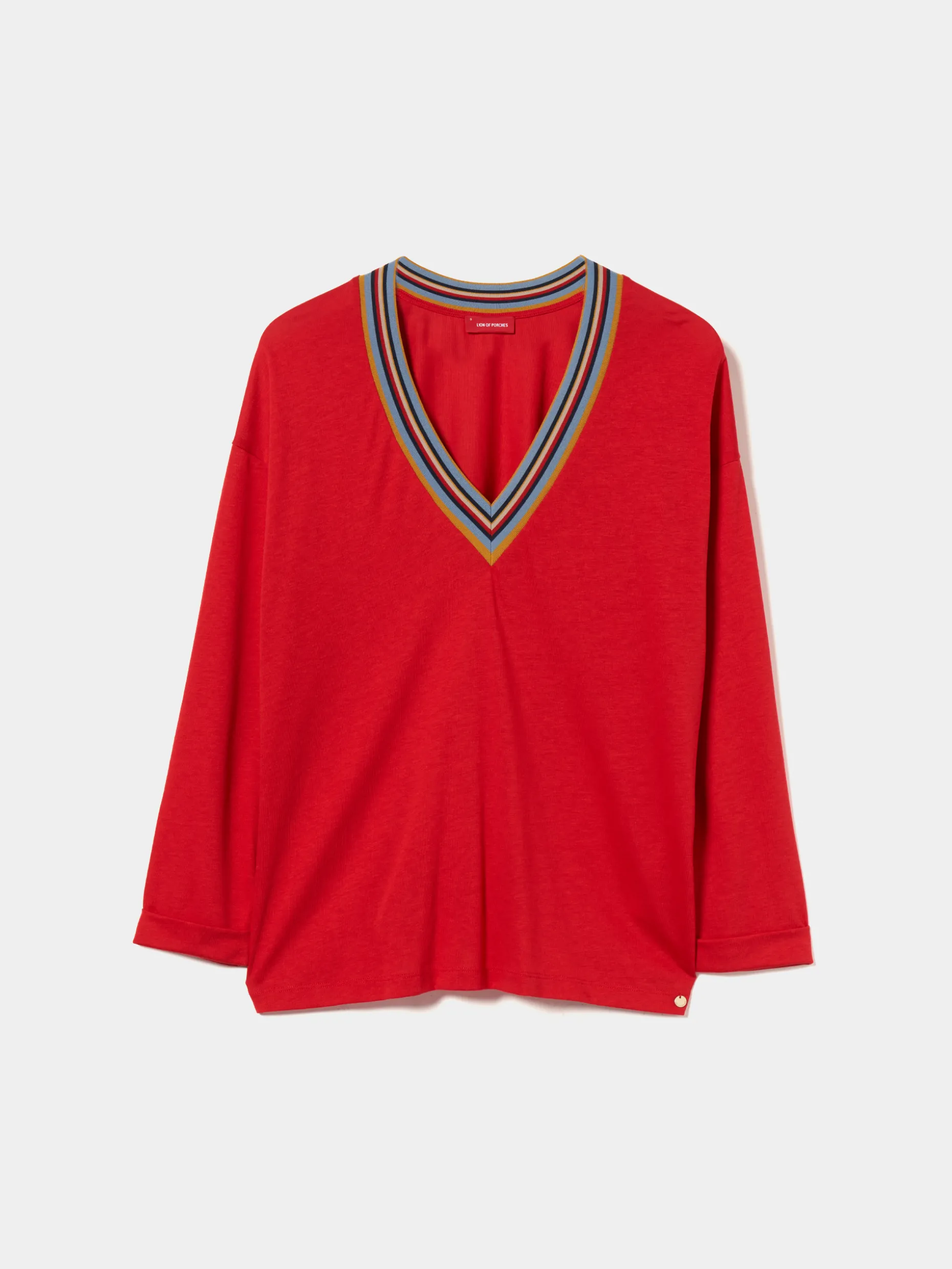 Camisola de malha em liocel e algodão com riscas|LION OF PORCHES Online