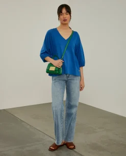 Camisola decote em V com manga abalonada|LION OF PORCHES New