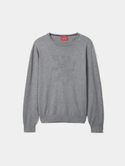 Camisola decote redondo em algodão e caxemira|LION OF PORCHES Flash Sale