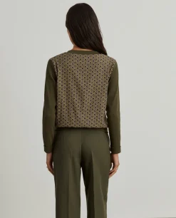 Camisola estampada decote em V|LION OF PORCHES Clearance