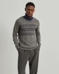 Camisola gola alta jacquard|LION OF PORCHES Outlet