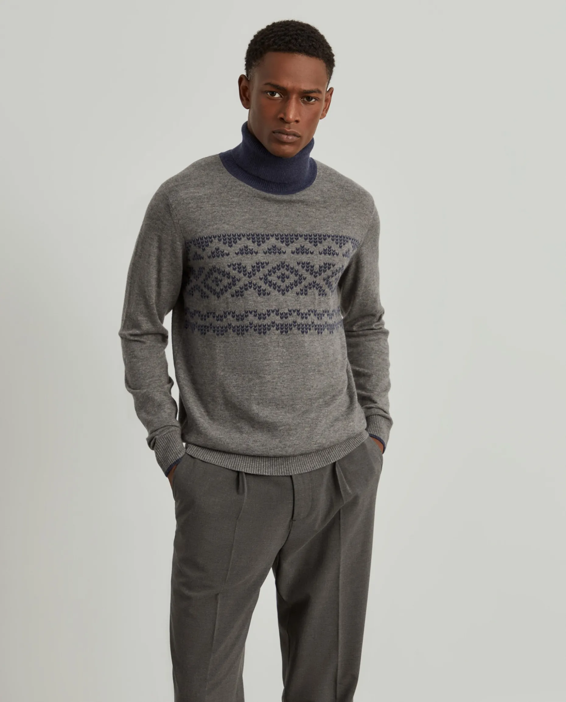 Camisola gola alta jacquard|LION OF PORCHES Outlet