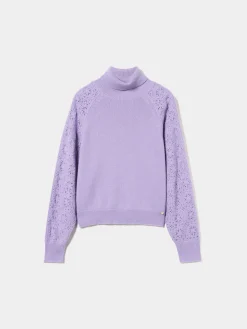 Camisola gola alta mangas croché|LION OF PORCHES Clearance