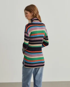 Camisola gola alta riscas multicolores|LION OF PORCHES Store