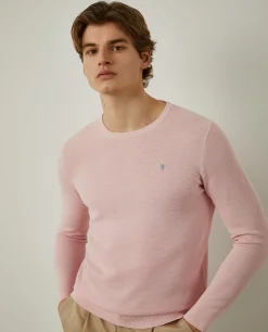 Camisola malha estruturada com gola redonda|LION OF PORCHES Outlet