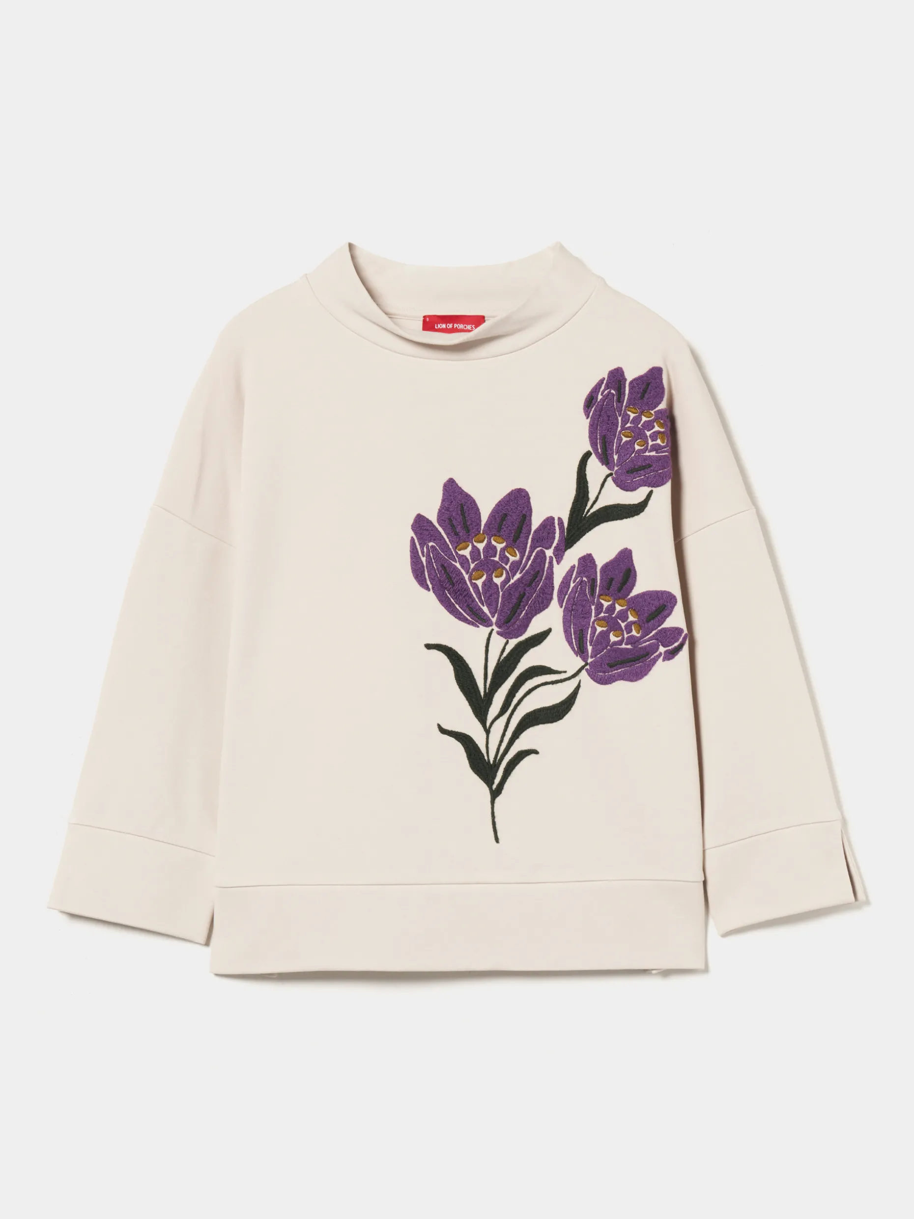 Camisola meia gola com bordado floral|LION OF PORCHES Sale
