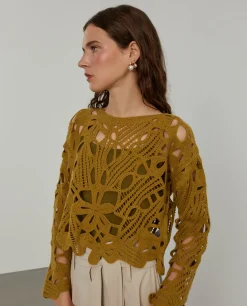 Camisola tricotada de malha aberta|LION OF PORCHES Clearance