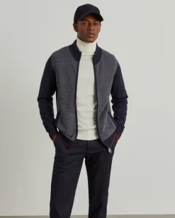 Casaco de malha bicolor lã merino|LION OF PORCHES Online
