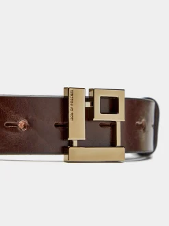 Cinto de pele com fivela monograma|LION OF PORCHES Discount