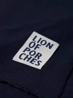 Echarpe para homem de linho e viscose com franjas e branding|LION OF PORCHES Outlet