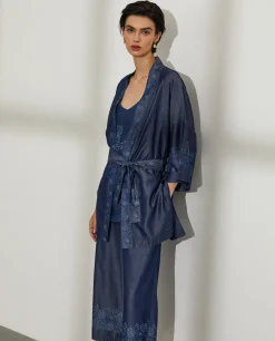Kimono para mulher em lyocell estampado com cinto|LION OF PORCHES Best Sale