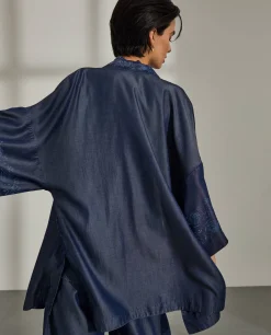 Kimono para mulher em lyocell estampado com cinto|LION OF PORCHES Best Sale