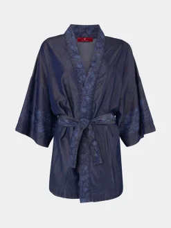 Kimono para mulher em lyocell estampado com cinto|LION OF PORCHES Best Sale