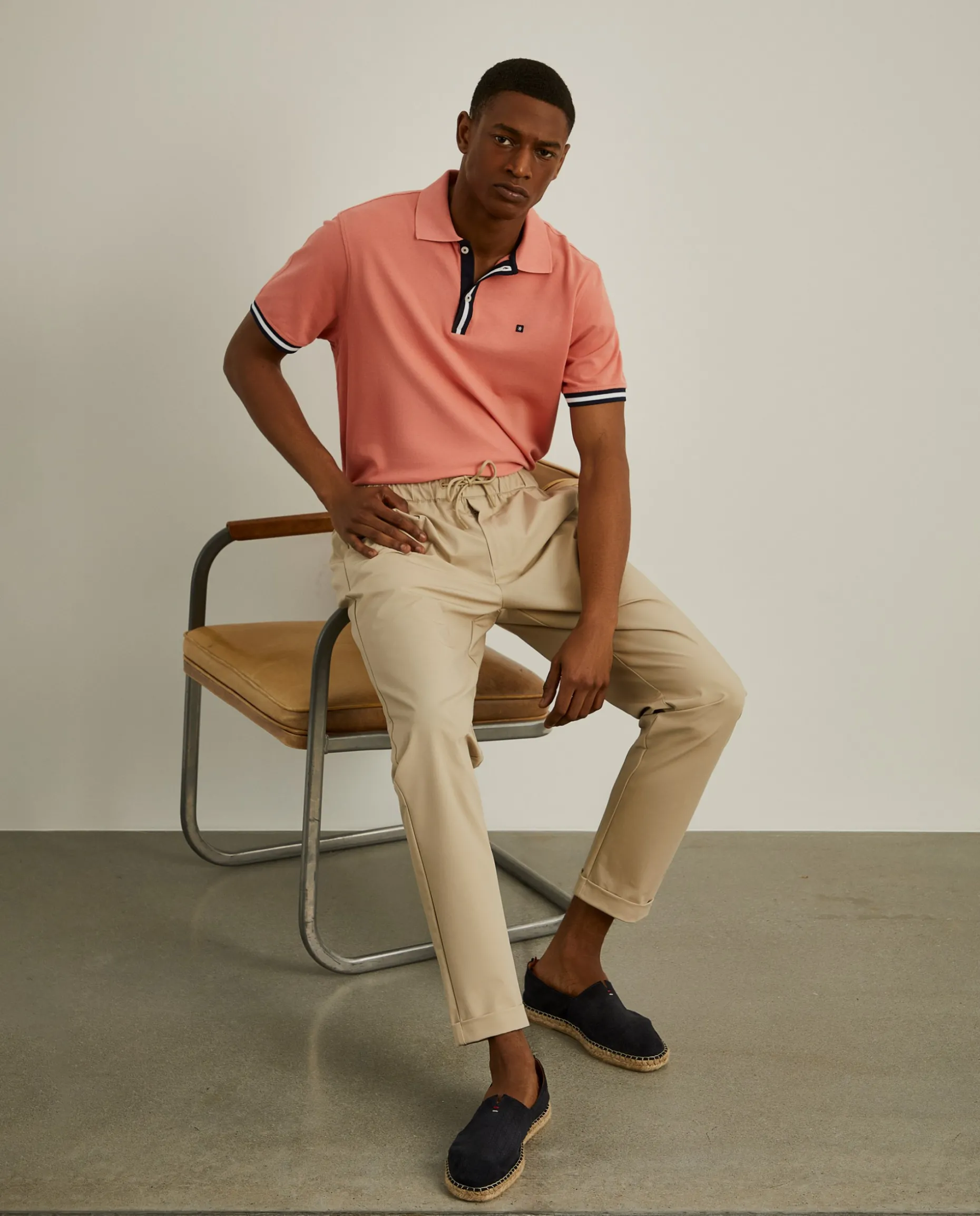 Polo manga curta em algodão com riscas|LION OF PORCHES Fashion
