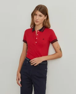 Polo piqué bicolor em algodão|LION OF PORCHES Best Sale