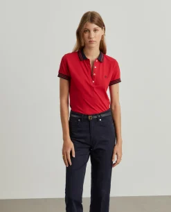 Polo piqué bicolor em algodão|LION OF PORCHES Best Sale