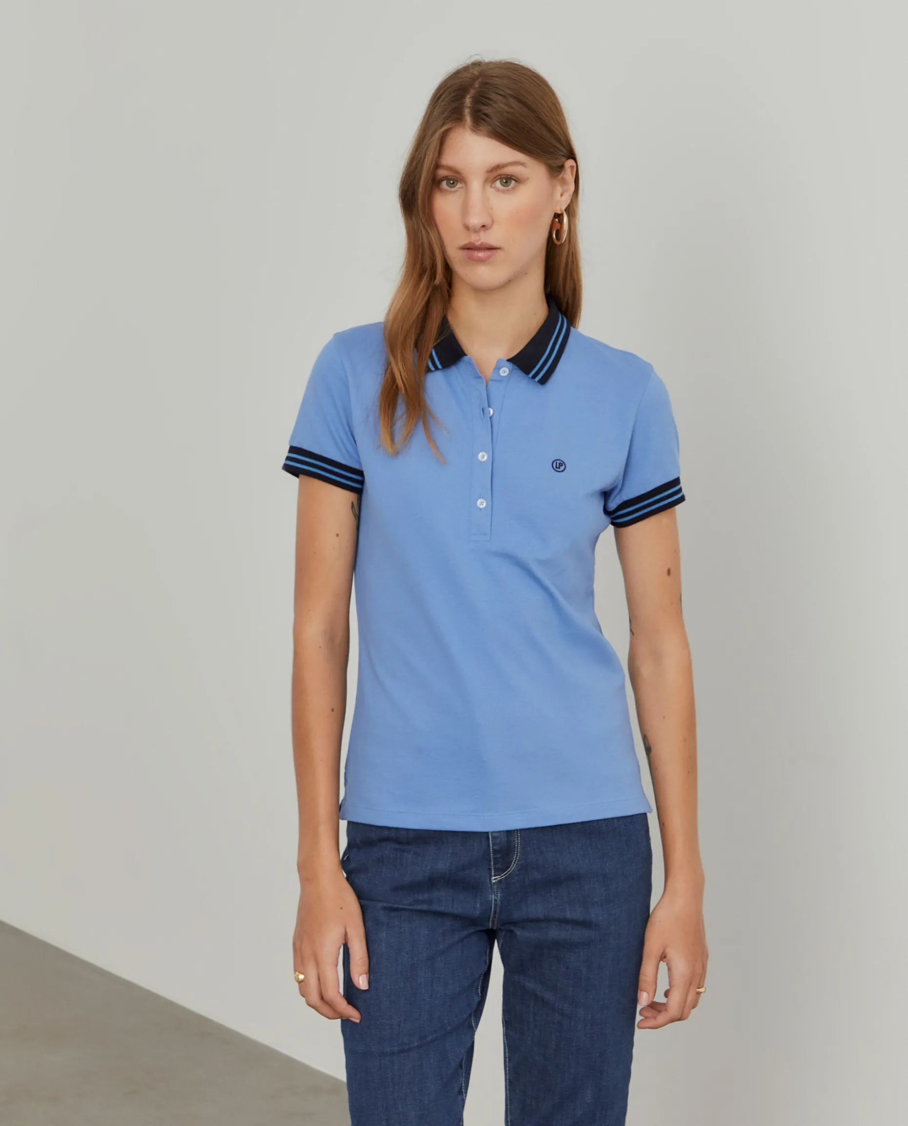 Polo piqué bicolor em algodão|LION OF PORCHES Best Sale