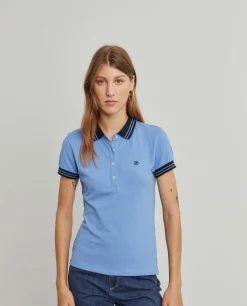 Polo piqué bicolor em algodão|LION OF PORCHES Best Sale