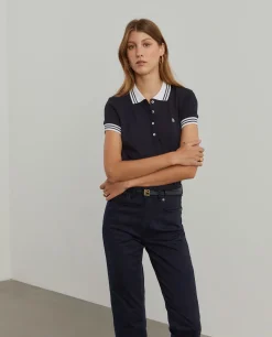 Polo piqué bicolor em algodão|LION OF PORCHES New