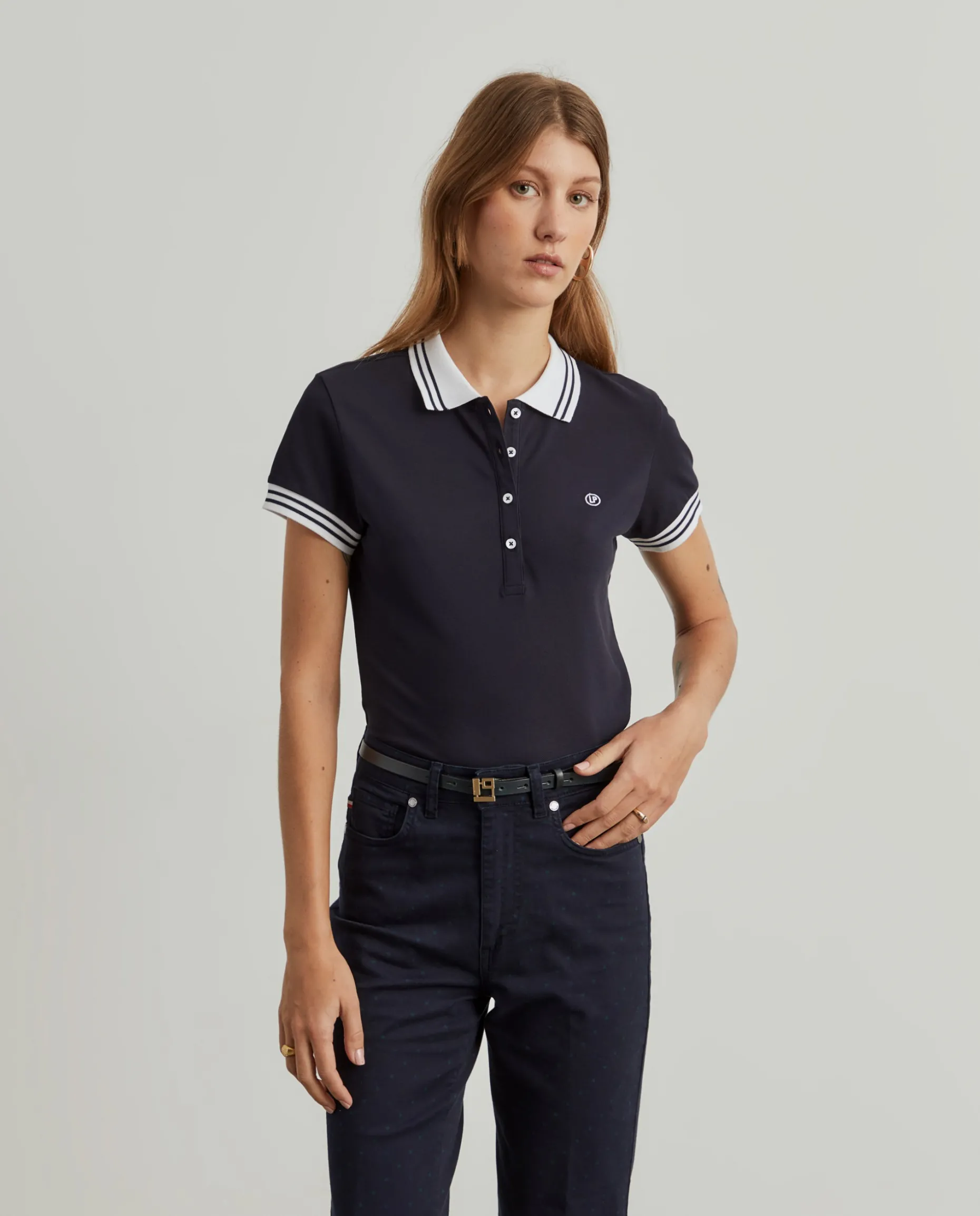 Polo piqué bicolor em algodão|LION OF PORCHES New