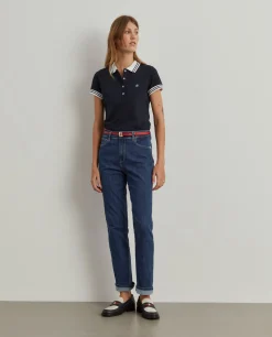 Polo piqué bicolor em algodão|LION OF PORCHES New